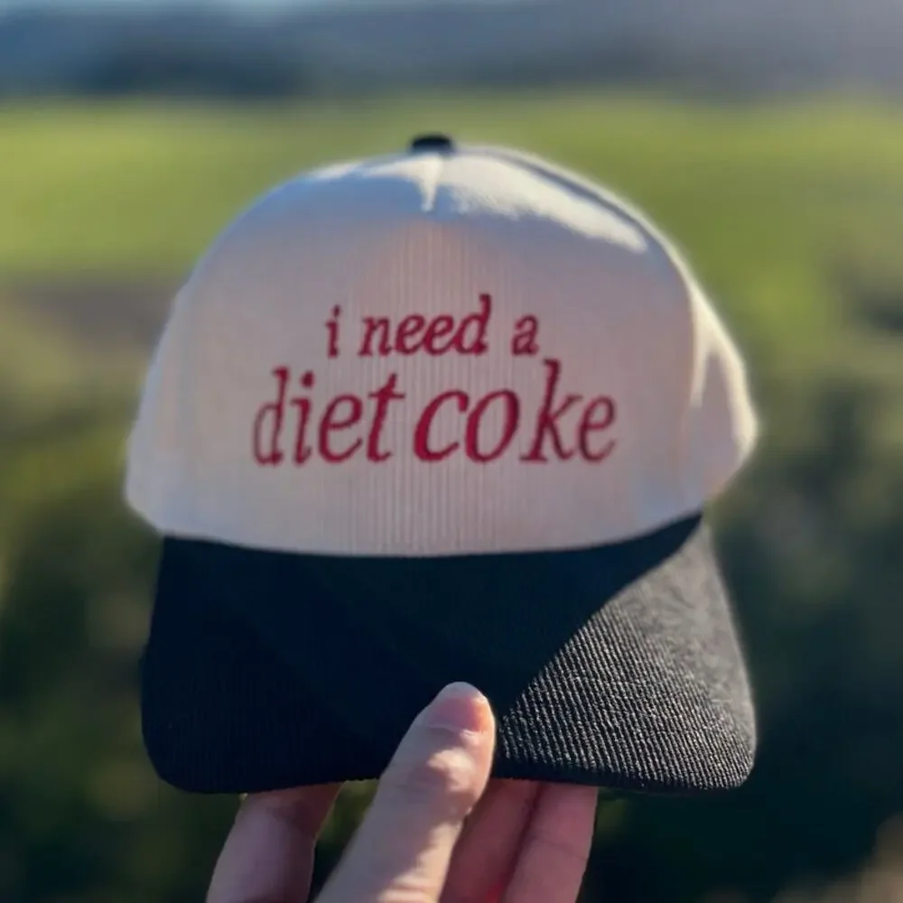 I Need a Diet Coke Corduroy Trucker Hat Embroidered Mesh Snapback Cap